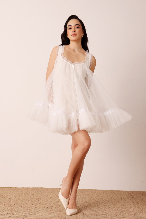 lace & beads Sadie Mini Dress in Buttercream