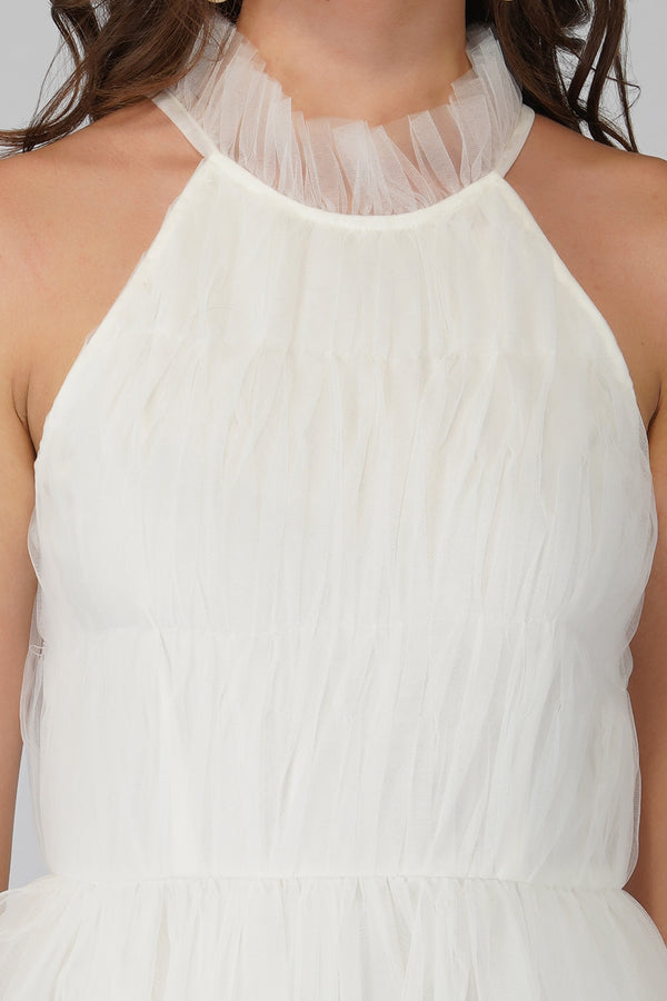 Lace & Beads Safa Bridal Tulle Gown In Ivory