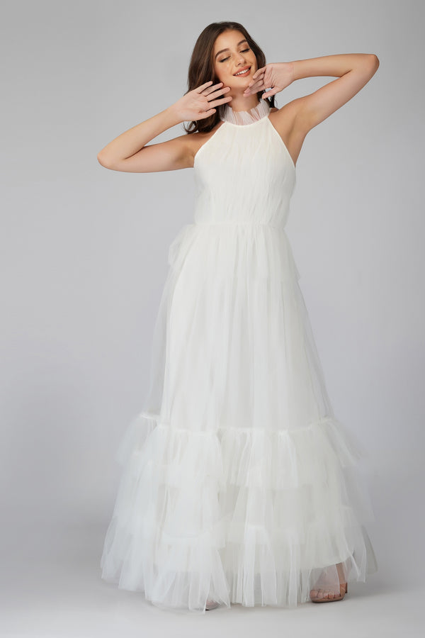 lace & beads Safa Bridal Tulle Gown in Ivory