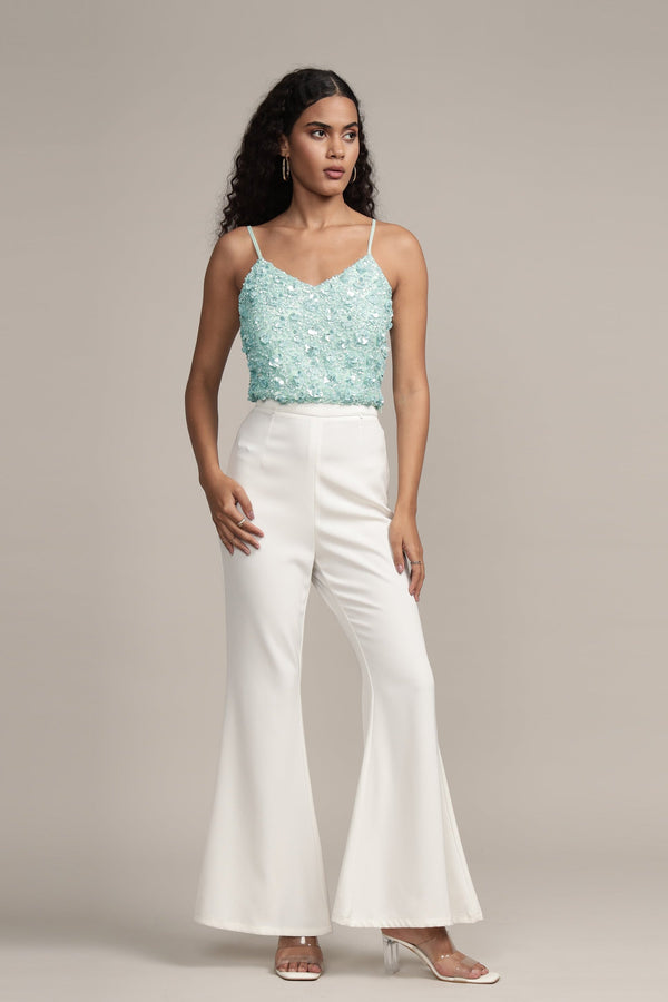 lace & beads Sandy Sequin Cami Top in Aqua