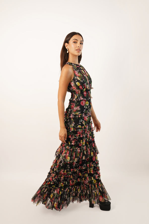 Lace & Beads Santiago Winter Floral Maxi Dress