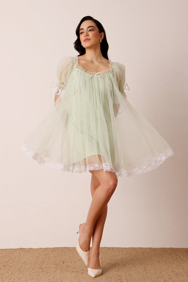 Lace & Beads Sawyer Mini Dress In Pistachio