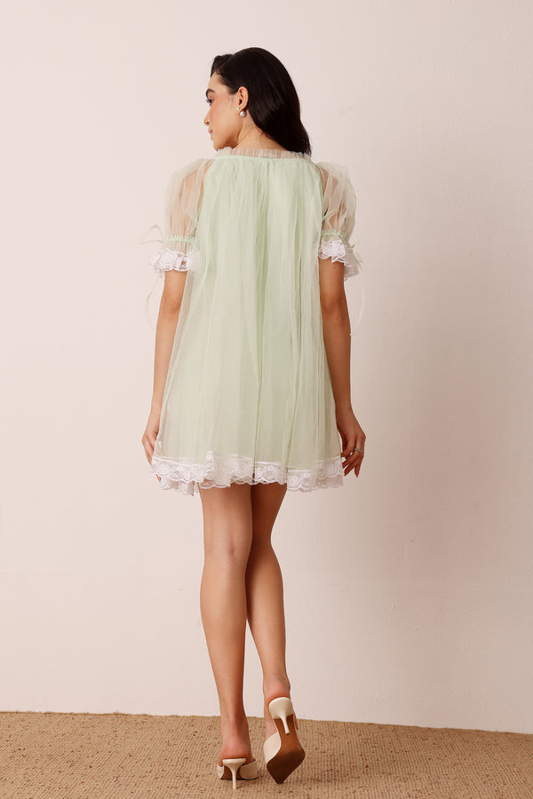 Lace & Beads Sawyer Mini Dress In Pistachio