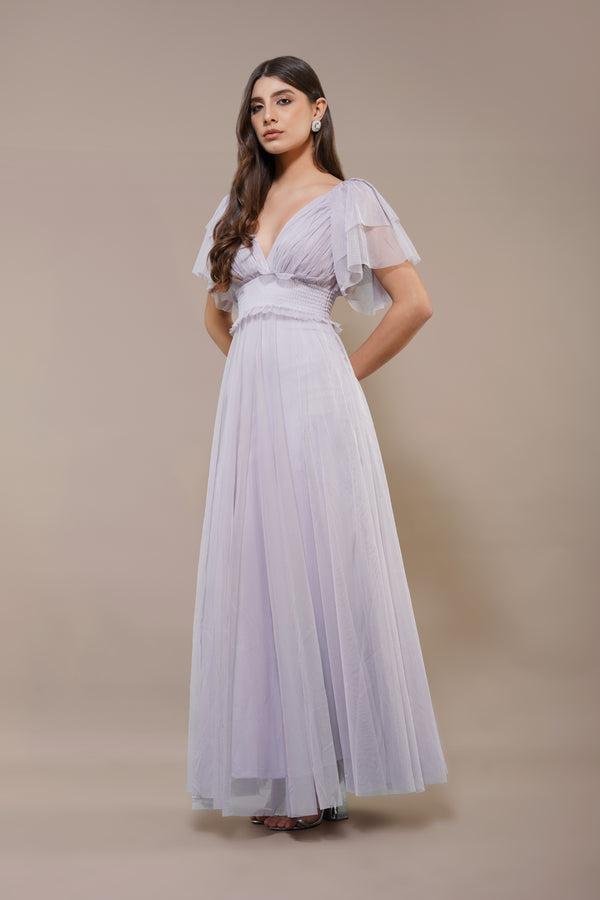 Lace & Beads Shelby Lilac Maxi Dress