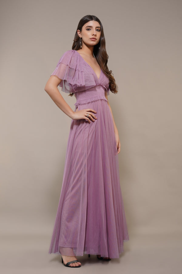 lace & beads Shelby Maxi Dress in Dusty Lilac