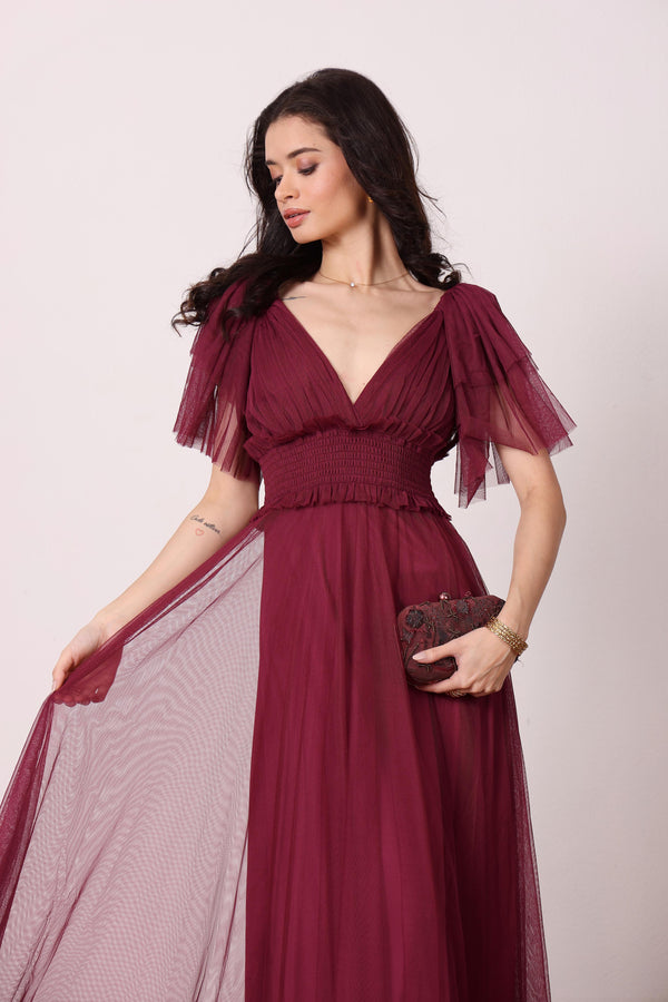 Lace & Beads Shelby Maxi Dress In Fig