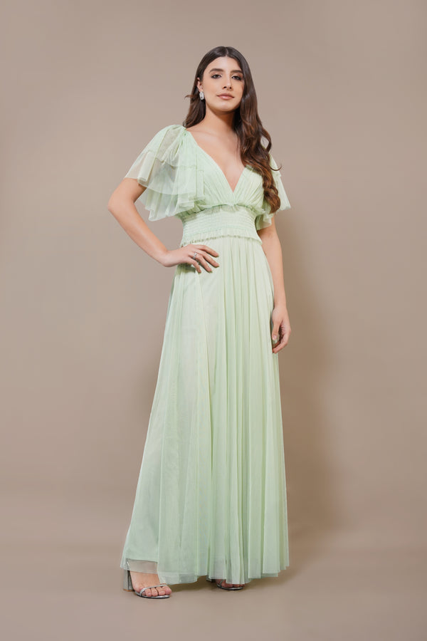 lace & beads Shelby Maxi Dress in Sage Green