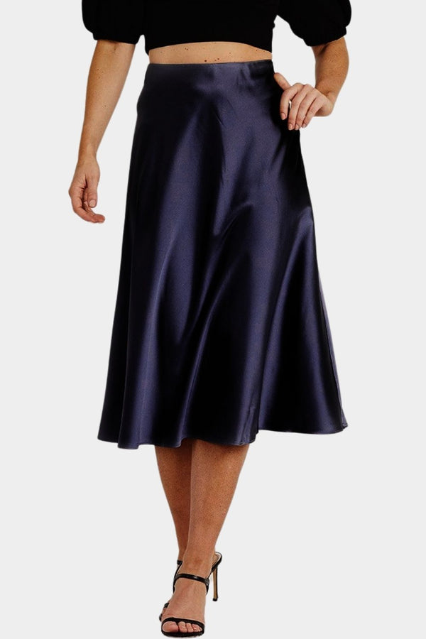 lace & beads Sophie Navy Satin Skirt