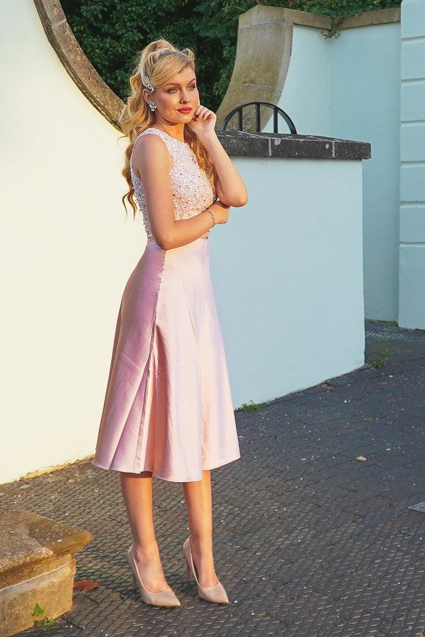 Lace & Beads Sophie Pink Satin Skirt