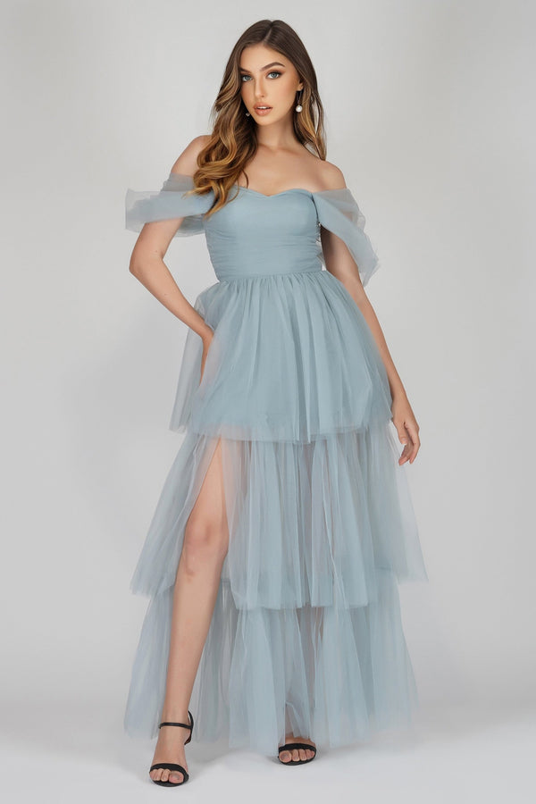 Lace & Beads Sydney Dusty Blue Tulle Dress