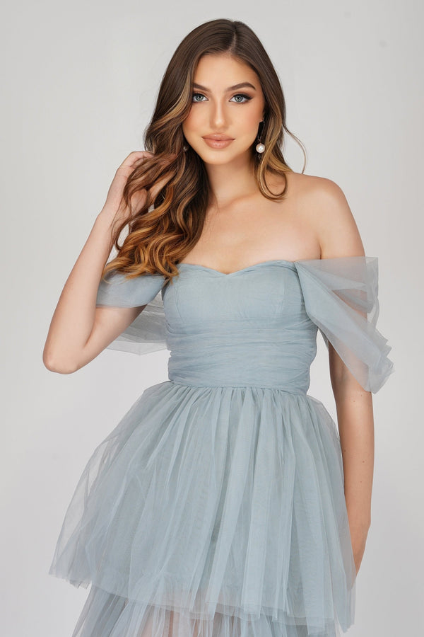 Lace & Beads Sydney Dusty Blue Tulle Dress