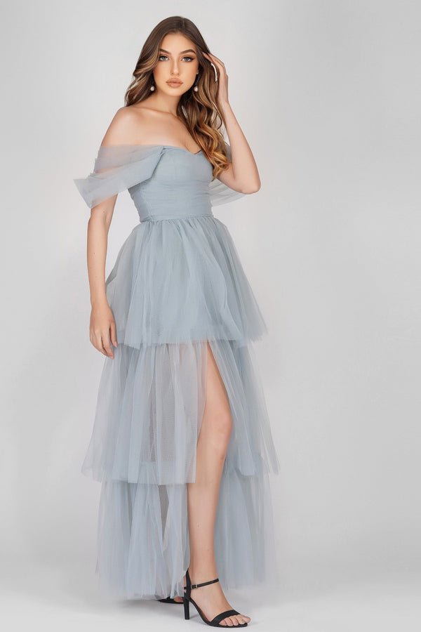 Lace & Beads Sydney Dusty Blue Tulle Dress