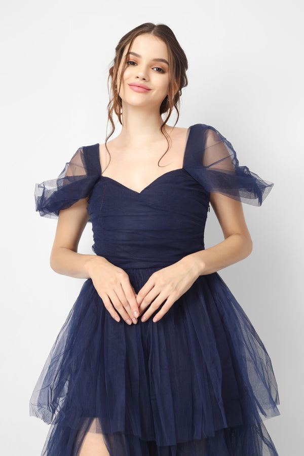 Lace & Beads Sydney Galactic Cobalt Tulle Maxi Dress