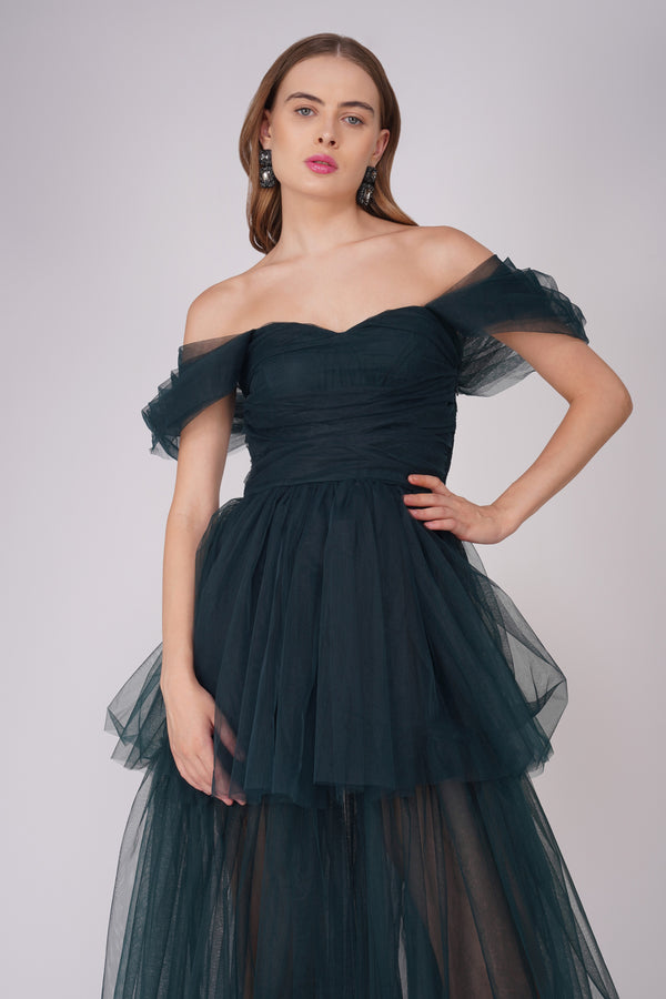 Lace & Beads Sydney Maxi Dress In Emerald Green