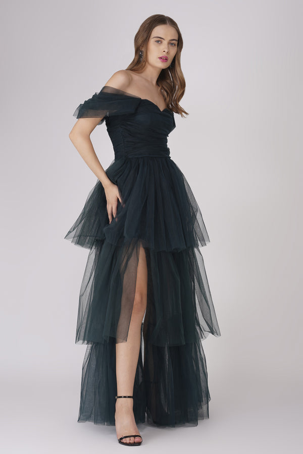 lace & beads Sydney Maxi Dress in Emerald Green