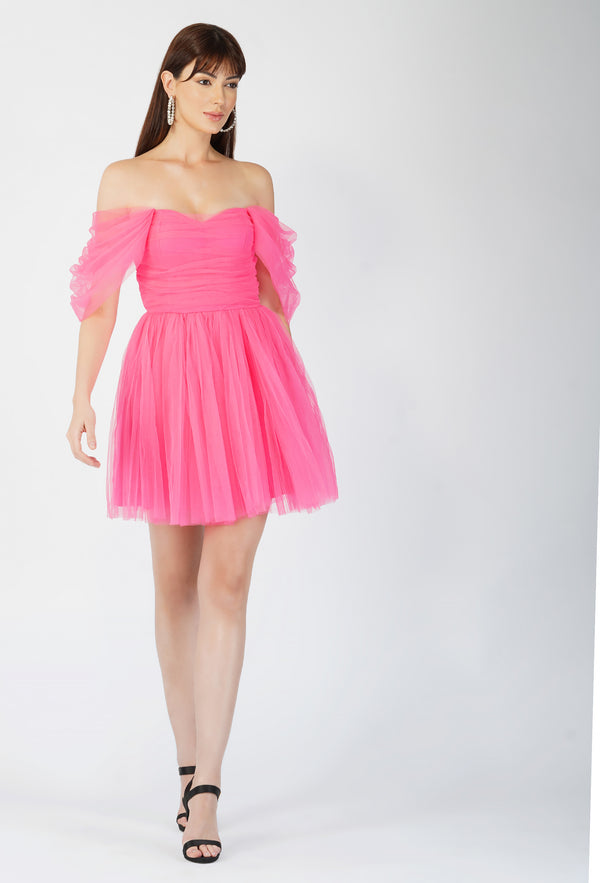 Lace & Beads Sydney Pink Tulle Mini Dress