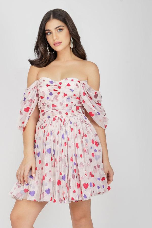 Lace & Beads Sydney Rainbow Heart Mini Dress