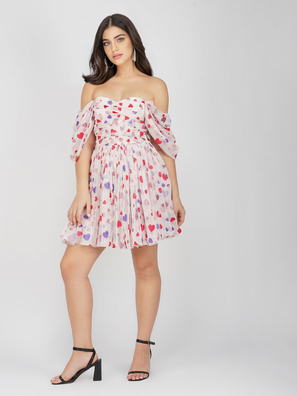 Lace & Beads Sydney Rainbow Heart Mini Dress