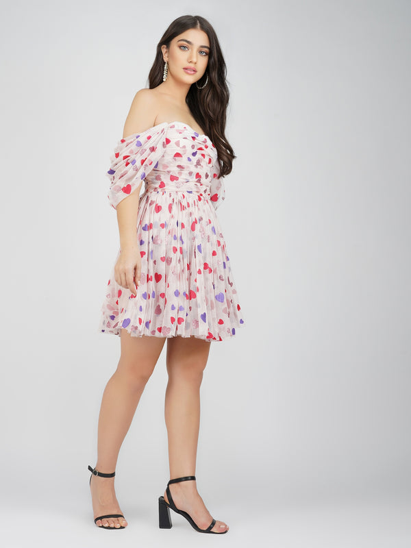 Lace & Beads Sydney Rainbow Heart Mini Dress