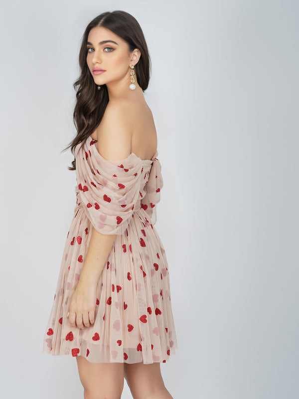 Lace & Beads Sydney Red Heart Mini Dress