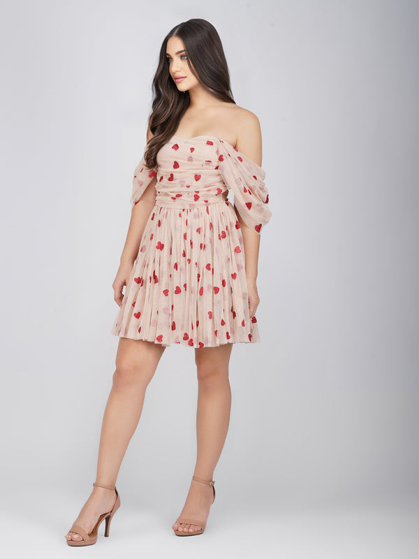 Lace & Beads Sydney Red Heart Mini Dress
