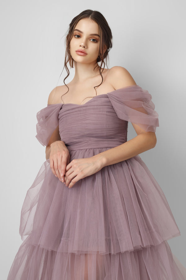 Lace & Beads Sydney Ultra Violet Tulle Maxi Dress