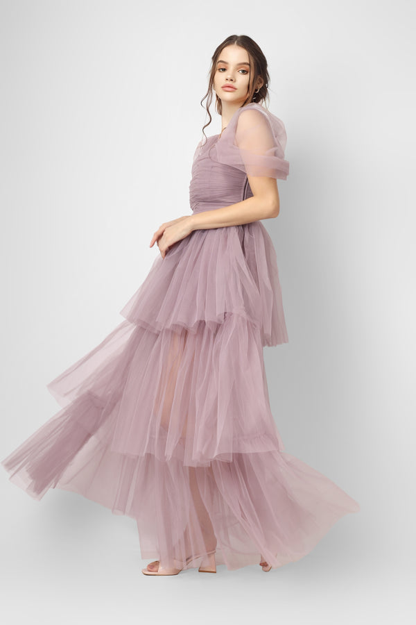 Lace & Beads Sydney Ultra Violet Tulle Maxi Dress