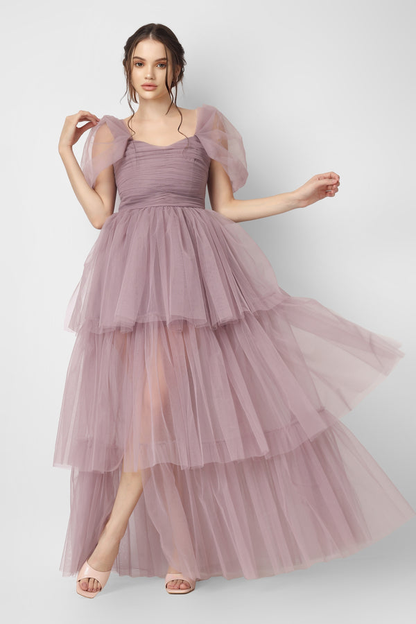 lace & beads Sydney Ultra Violet Tulle Maxi Dress