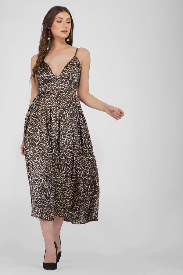 Lace & Beads Tanya Strappy Satin Midi Dress