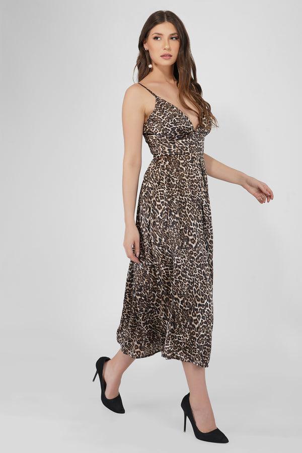 Lace & Beads Tanya Strappy Satin Midi Dress