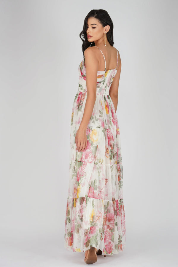 Lace & Beads Thea Tulle Floral Maxi Dress
