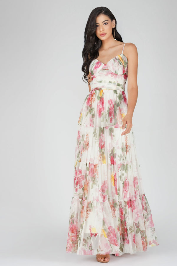 lace & beads Thea Tulle Floral Maxi Dress
