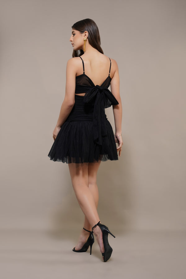 Lace & Beads Theodora Mini Dress In Black