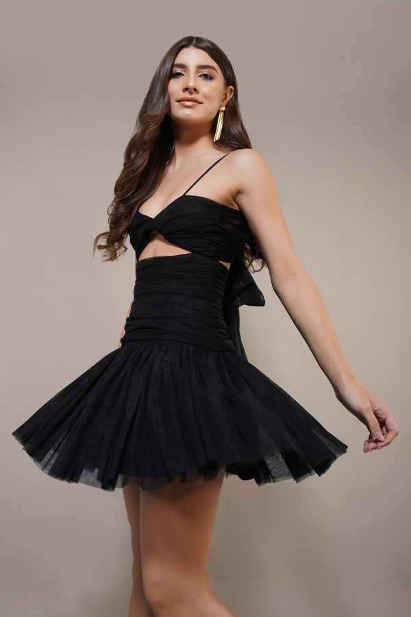 lace & beads Theodora Mini Dress in Black