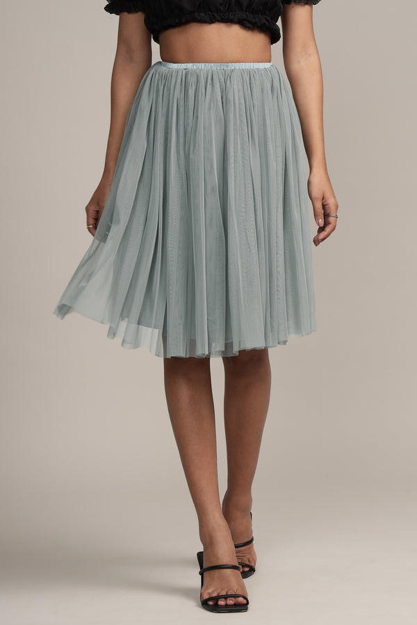 Lace & Beads Valentina Skirt In Teal Grey