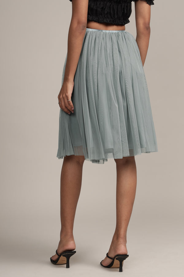 Lace & Beads Valentina Skirt In Teal Grey