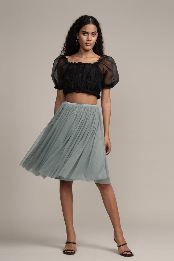 lace & beads Valentina Skirt in Teal Grey