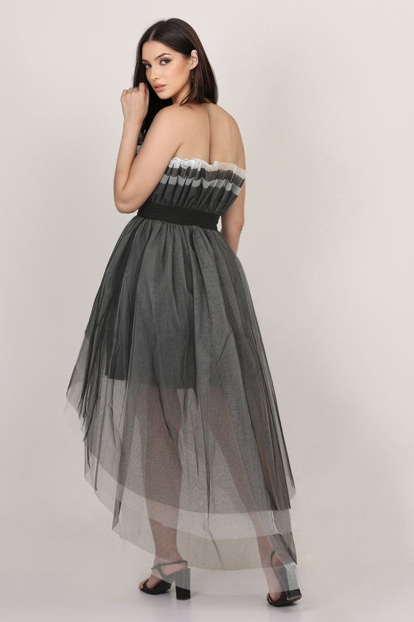 Lace & Beads Wednesday High Low Tulle Dress In Black