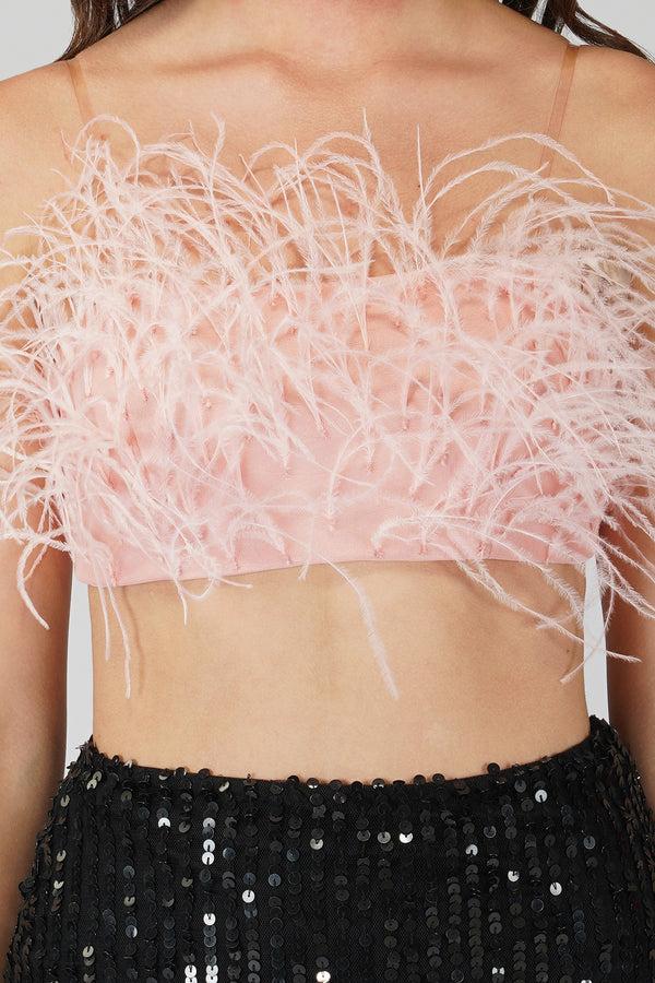 Lace & Beads Xara Pink Feather Top