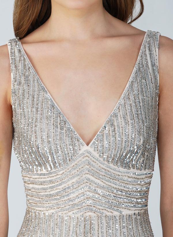 Lace & Beads Lorelai Powder Pink Embellished Maxi Dress