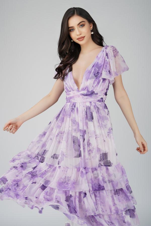Lace & Beads Madison Lavender Chiffon Bridesmaid Dress