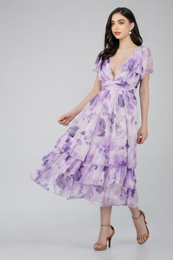 Lace & Beads Madison Lavender Chiffon Bridesmaid Dress