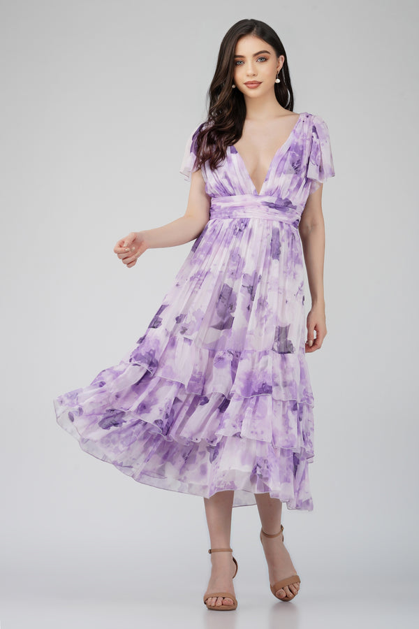 lace & beads Madison Lavender Chiffon Bridesmaid Dress