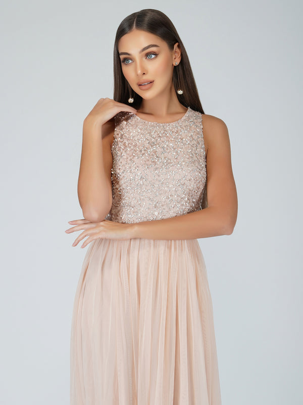 Lace & Beads Nicasso Blush Pink Bridesmaid Maxi Dress