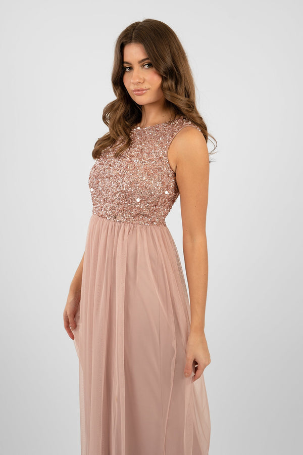 Lace & Beads Picasso Pale Mauve Embellished Bridesmaid Dress