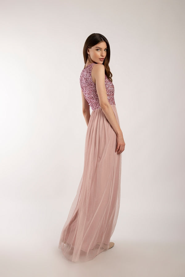 Lace & Beads Picasso V Embellished Pink Bridesmaid Dress