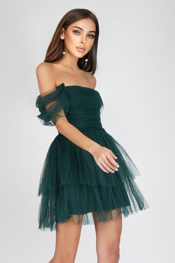 lace & beads Plus Sydney Emerald Green Tulle Mini Dress