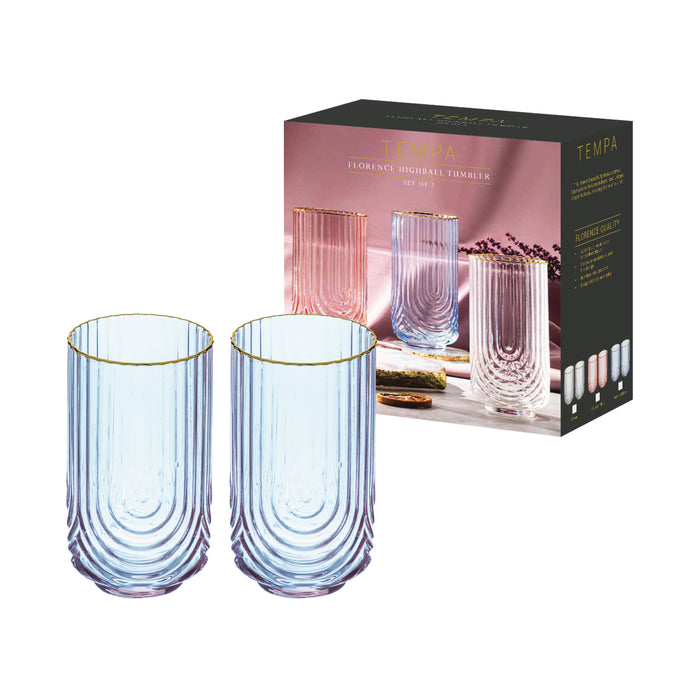 Ladelle Florence Tranquil Blue 2pk Highball Tumbler