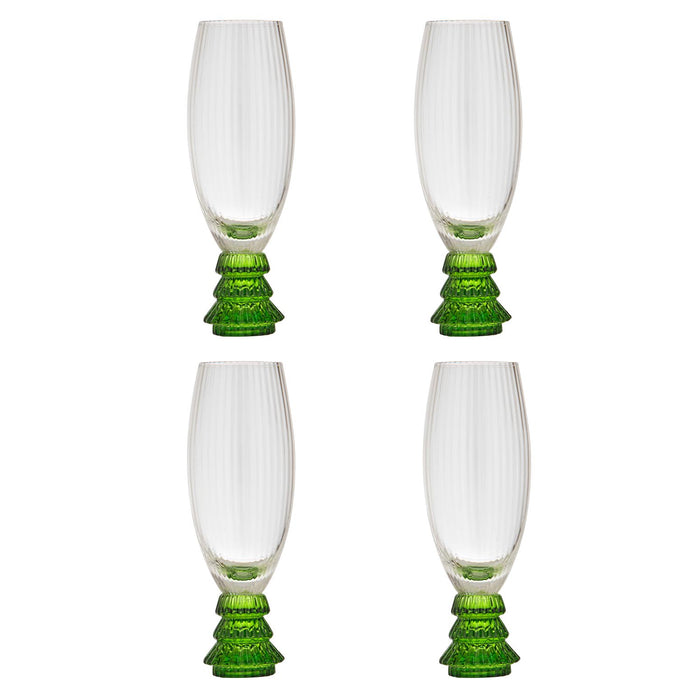 ladelle Garland Xmas Tree Stem Green 4pk Champagne Glass