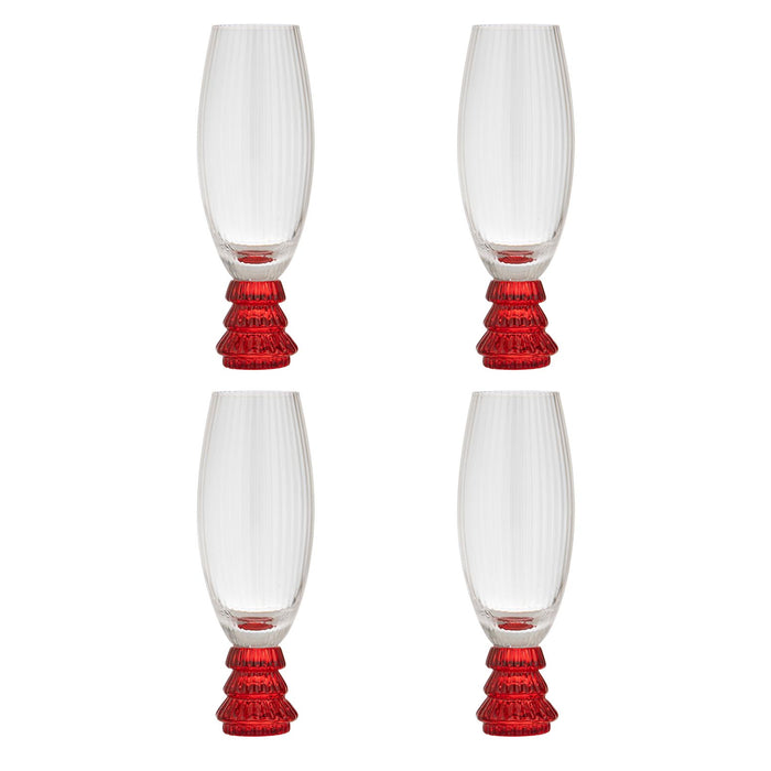 ladelle Garland Xmas Tree Stem Red 4pk Champagne Glass